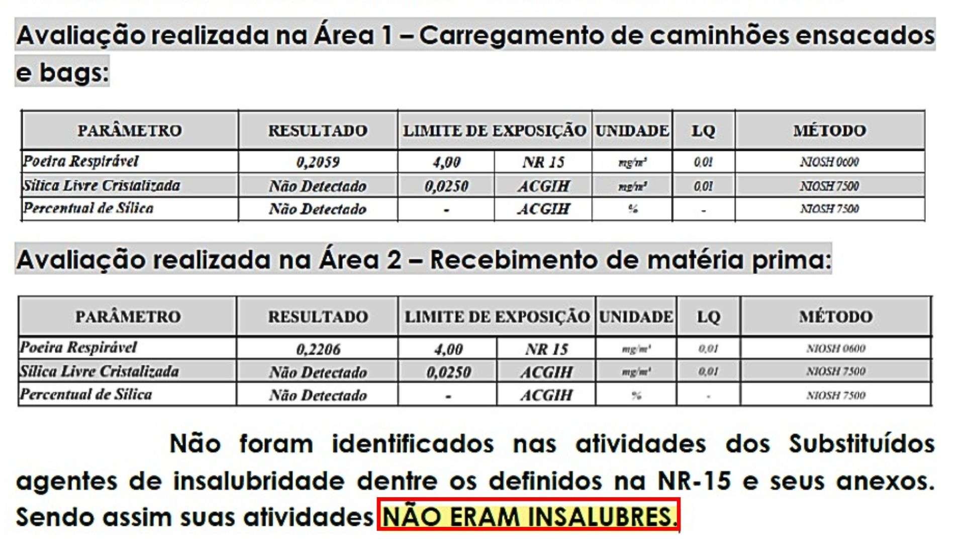 Trecho real do laudo técnico - Logística Industrial — Movimentação de Cargas